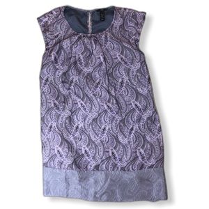 H&M Lavender Paisley Dress, Short, Cap Sleeves